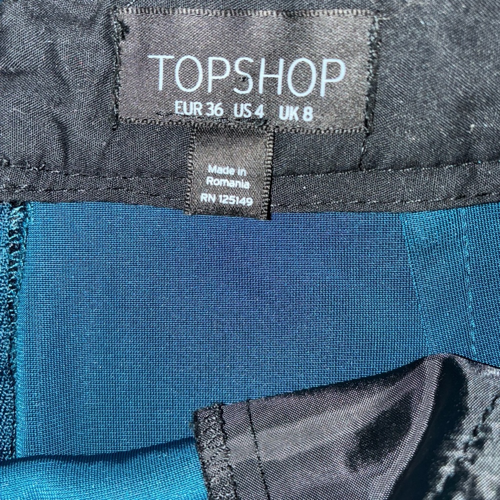 Topshop Metallic Blue Mini Skirt with Velvet Feel and Look - Picture 4 of 4